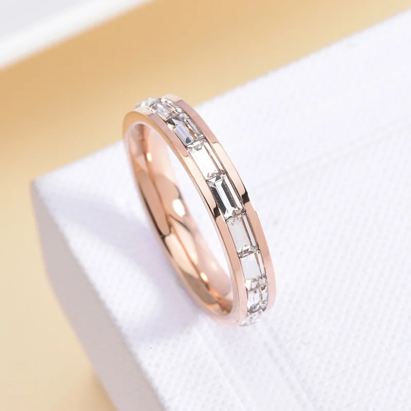 Trendy High Quality Fine Waterproof Stainless Steel Zircon Jewelry Gold Plated Accessories Engament Ring Gift For Girlfriend 250610