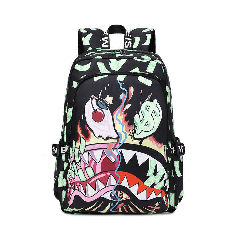 New Colorful Shark Student Lightweight Waterproof Printed Large Capacity Personalized Cartoon Simple Backpack