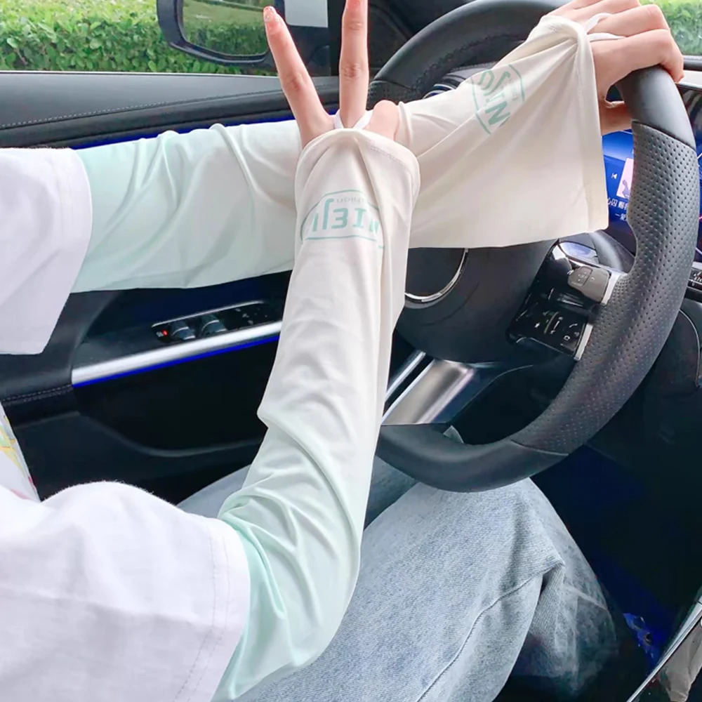 1 Pair Summer Ice Silk Sleeves For Women Outdoor Sports Uv Protection Cycling Driving Long Sleeve Gradient Color Arm Covers 250610