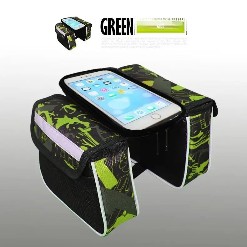 Bicycle Top Front Tube Frame Bag with 6 inches Touch-Sensitive Phone Window-Fully Waterproof Handlebar Bag for MTB Road Bike 250610