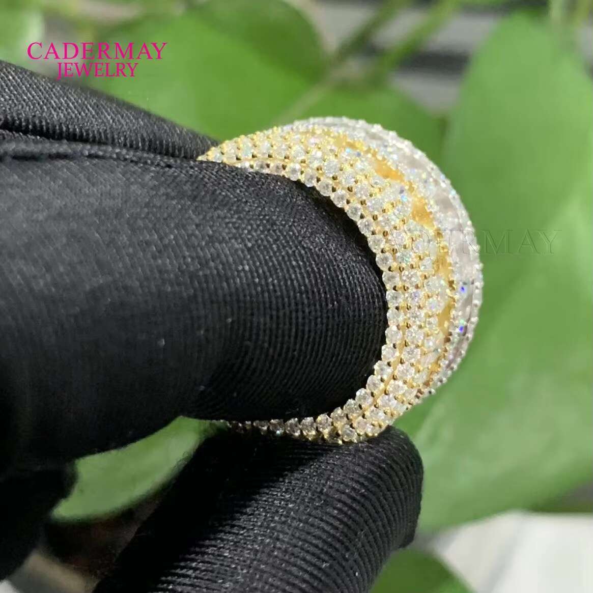 Cadermay Two Tone Simple Style D VVS1 Moissanite Ring Sterling Silver 925 Fancy Moissanite Jewelry Ring