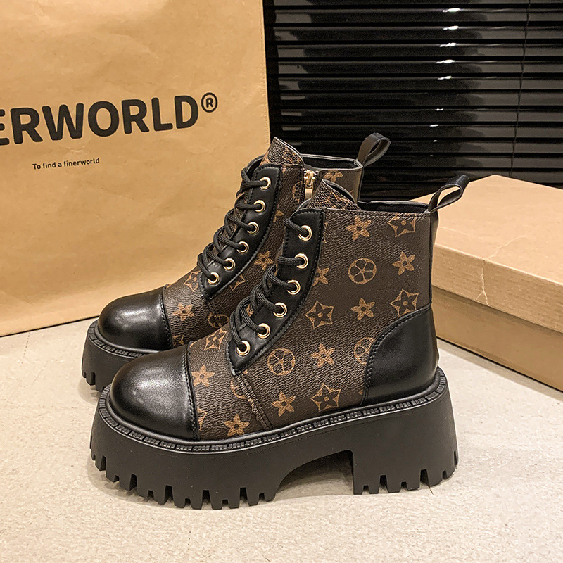 free shipping designer for women Autumn new fashionable simple and versatile Martin boots vintage black Knight Boots