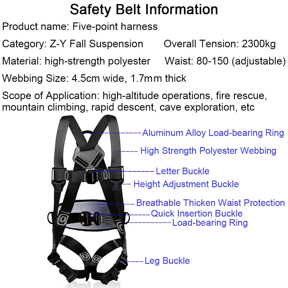 Fivepoint Aerial Work Safety Belt Full Outdoor Rock Climbing Training Electrician Antifall Protection Equipment 250611