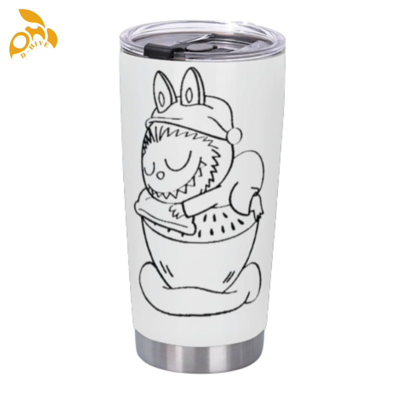 free shipping of customized 20oz thermos cup with labubu patterns Leopard print