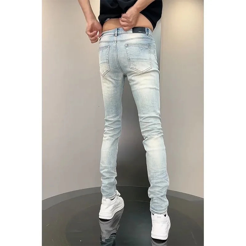 Korean y Clothing High Quality Jeans for Men Fashion Slim Fit Pencil Pants with Holes Summer Casual Denim Trousers Male 250614