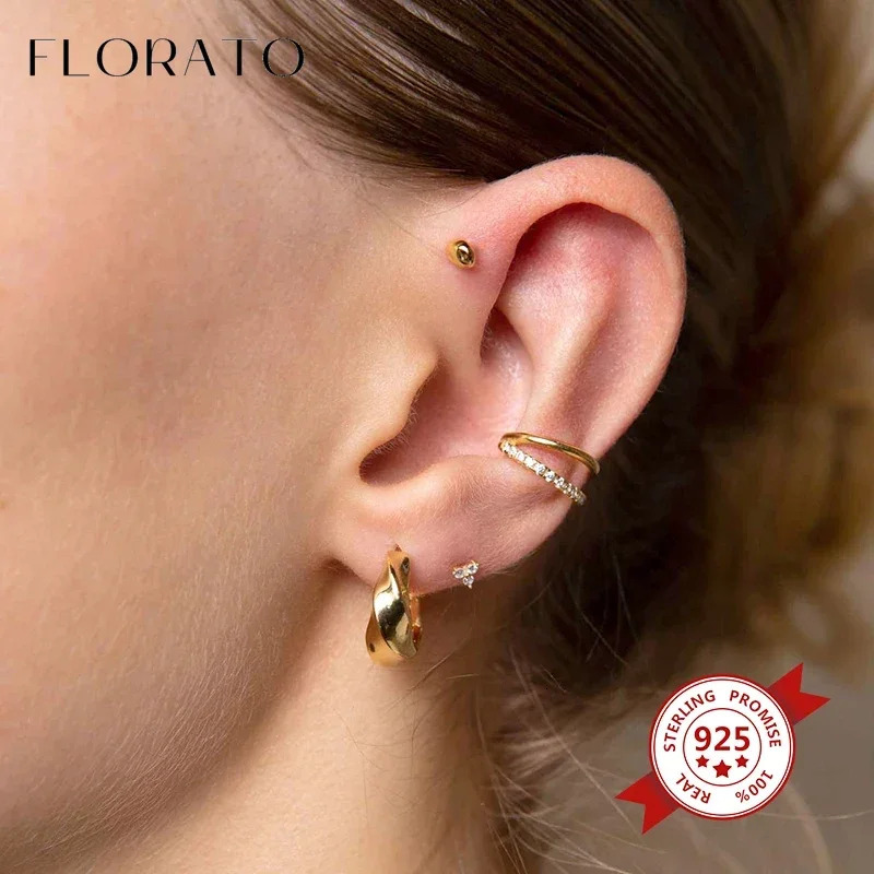 Plated 24K Gold/925 Silver Crystal Zircon No Ear Piercing Ear Clips Minimalist CZ Ear Clips Fashion Jewelry For Women 250610