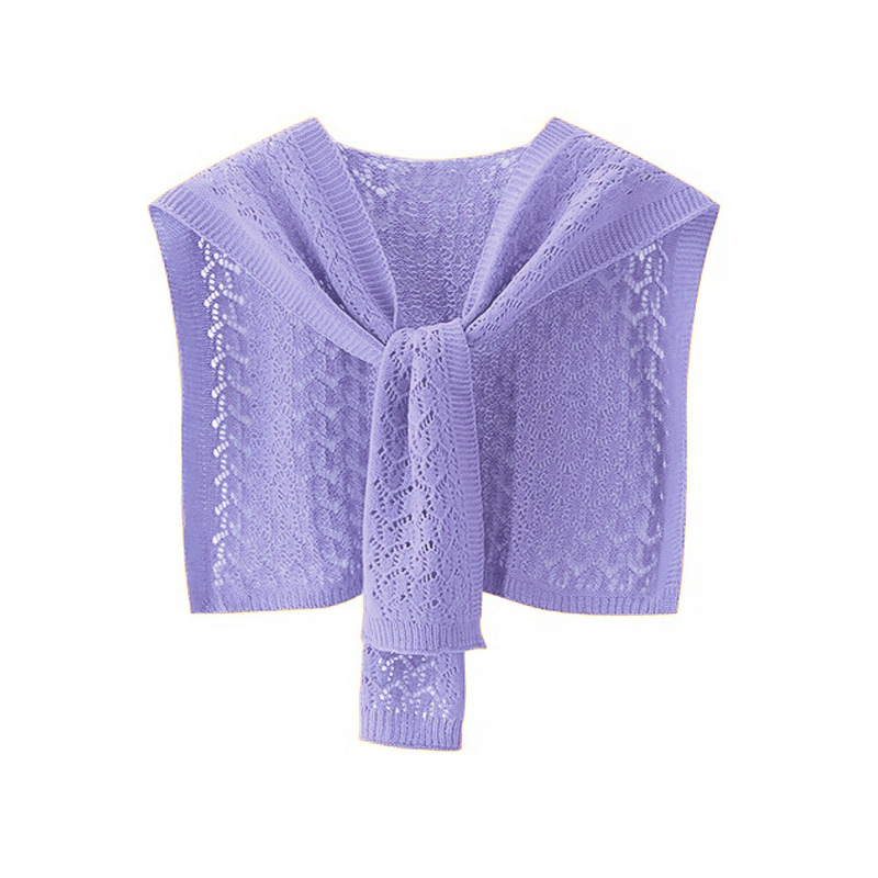 K1031 New hollow knitted small shawl for women Korean style all-match office air-conditioned room solid color knotted with shirt small waistcoat