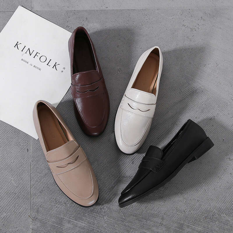 2025 Spring New Flat British Style Loafers Black Work Shoes Large hot Size 41-43