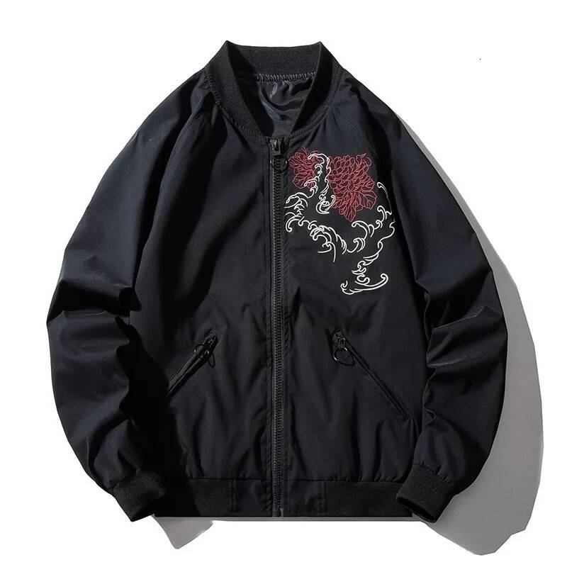 2025 Bomber Men Chinese Dragon Embroidery Pilot Retro Punk Hip Hop Jacket Autumn Youth Streetwear High Street Hipster