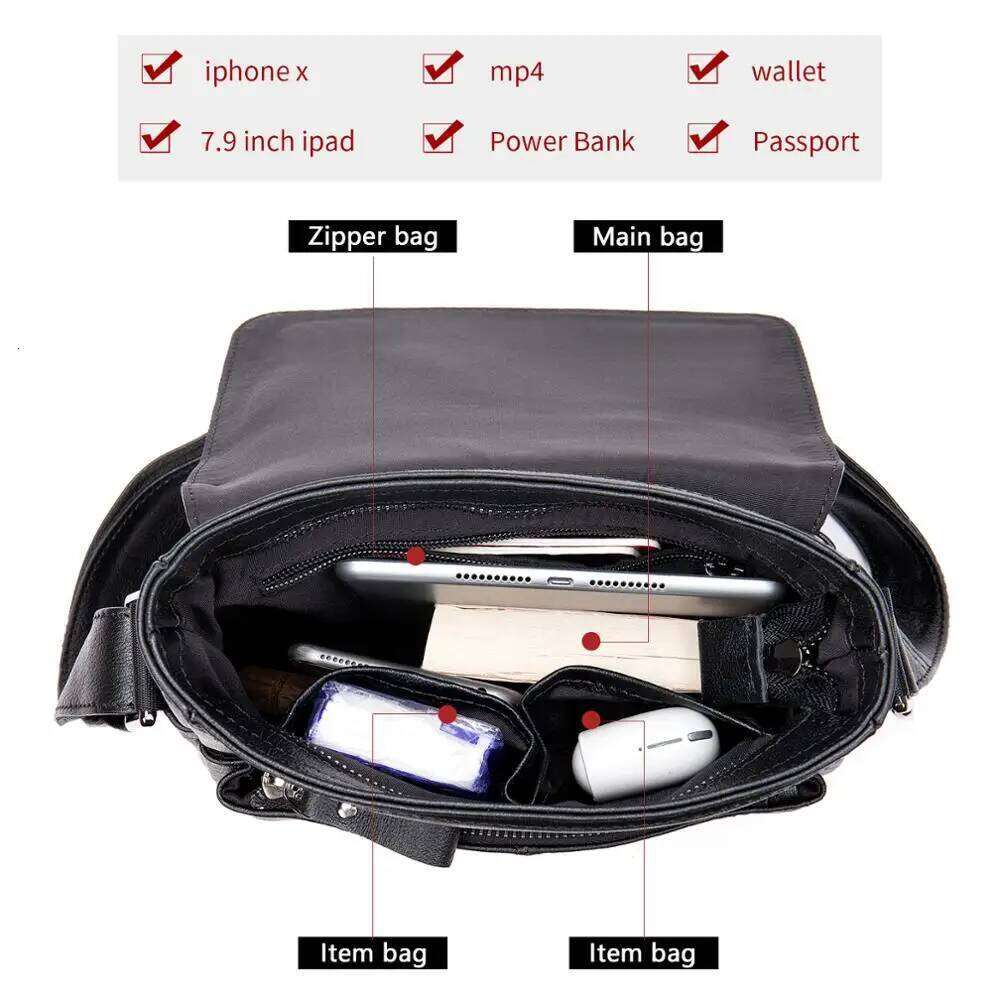 WESTAL Genuine Leather Shoulder Bag Husband Black Messenger Male Side Men's Bags Casual Crossbody Man Handbags