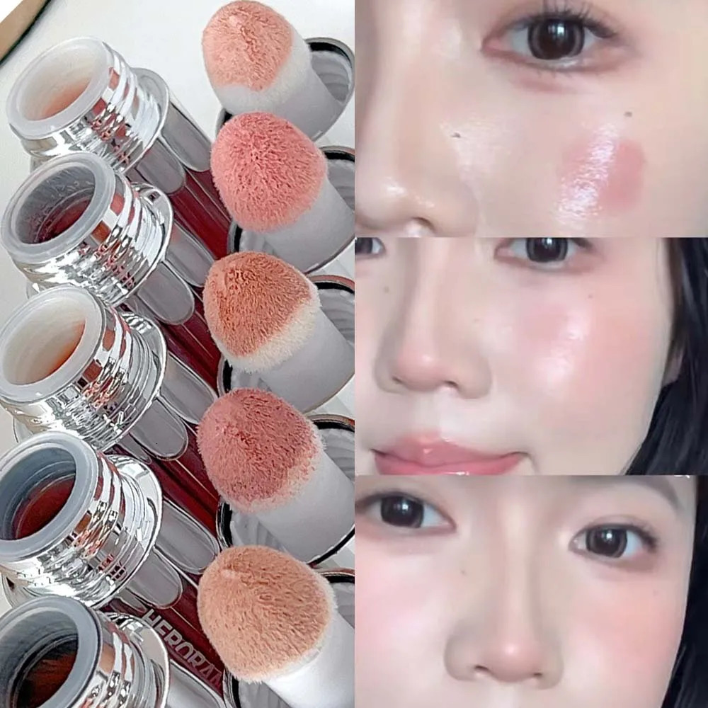 5colors Liquid Blush Matte Waterproof Blush Sponge Brush Head Natural Lasting Breathable Cheek Face Blusher Contour Makeup Women 250614