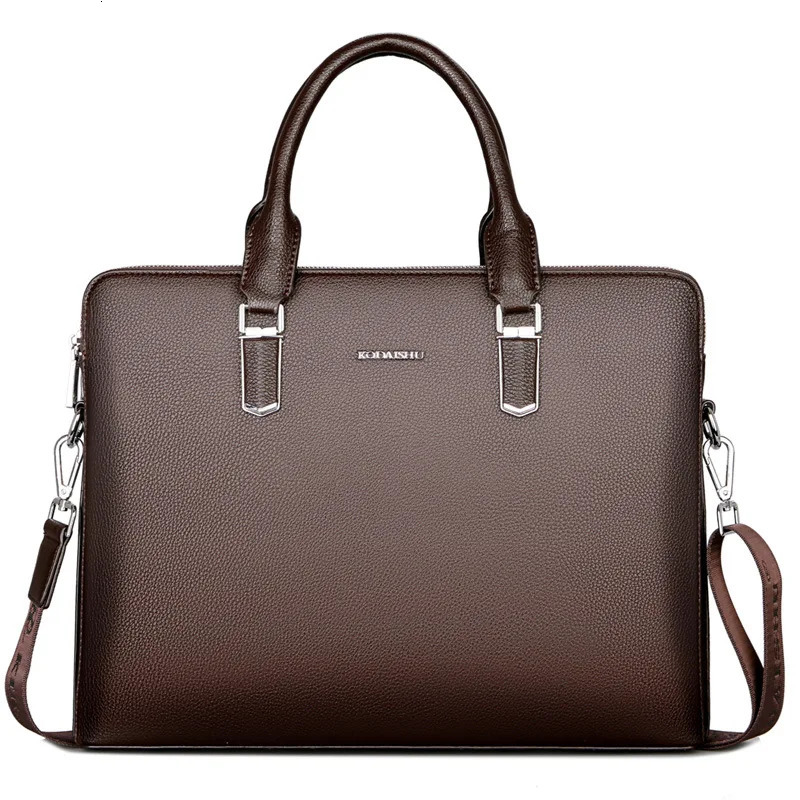 Cow Genuine Leather Business Mens Briefcase Male Briefcase Shoulder Bag Men Messenger Bag Tote Computer Bags 250614