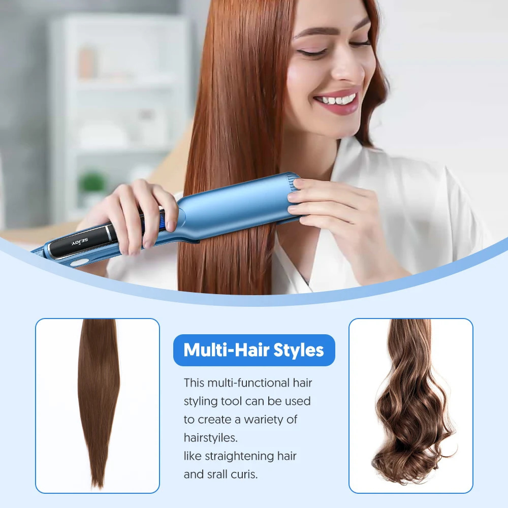 SEJOY Professional Hair Straightener Flat Iron with Adjustable Temp 300-450°F PTC Ceramic Plates Auto Shut-Off 250611