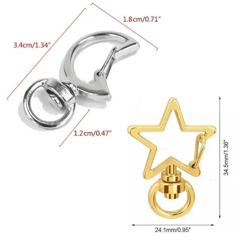 Set of 10 Metal Lobster Claw Clasps Star keyring Moon Hook Lanyard Clip DIY Supplies Jewelry Making Keychain 250606
