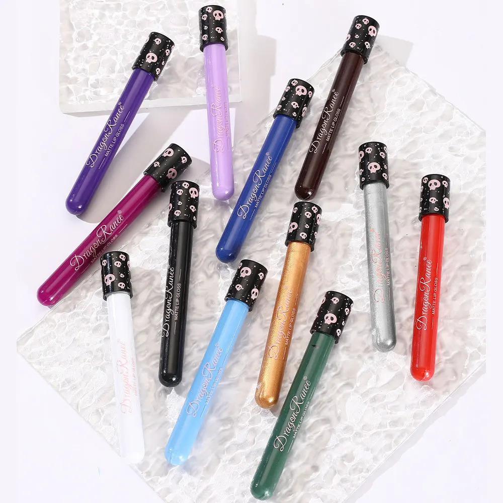 Colorful Waterproof Matte Liquid Lipstick Makeup Black White Green Blue Lip Gloss Metallic Lip Glaze Halloween Party Cosmetics 250614