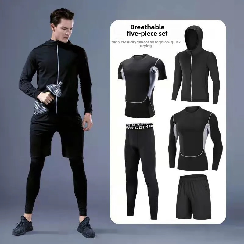 Summer Quick Dry Jacket Suit 14 piece Outdoor Fitness Running Sets Sports Jogging Absorbent Cool Lightweight Mens Clothing 250612