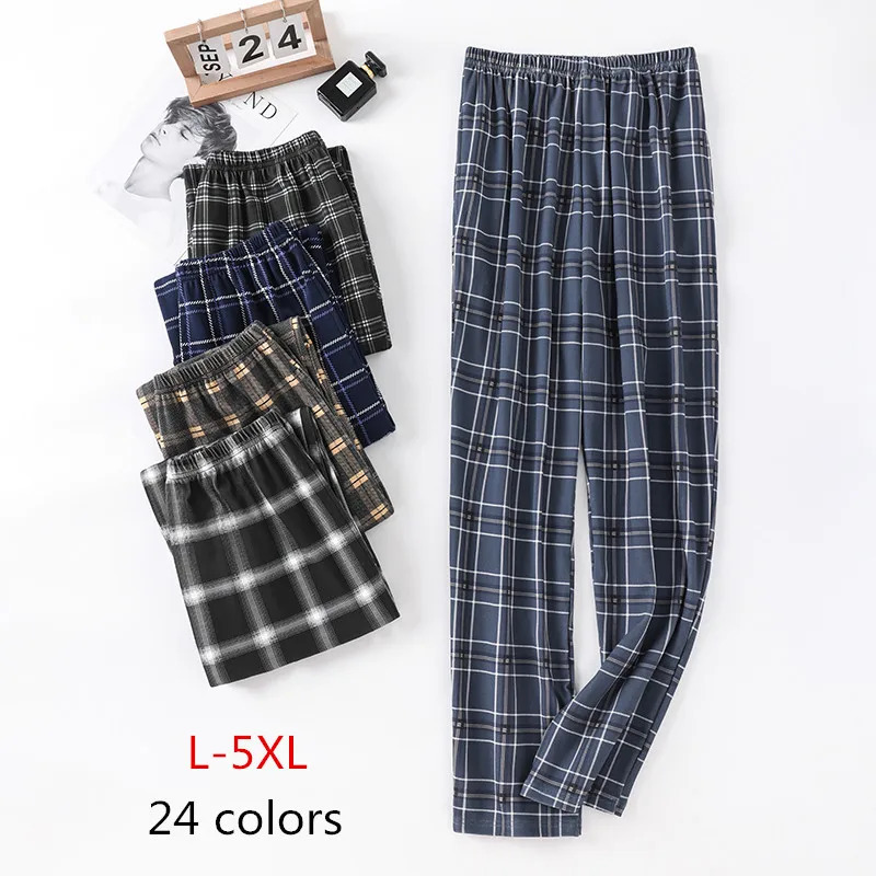 Style Cotton Plaid Pajama Pants For Adults Home Furnishing Trousers Men Sleep Bottom Wear 250611