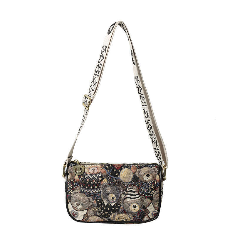 Kitty 2024 Summer New Fashion Street Small Square Bear Shoulder Crossbody Women's Bag