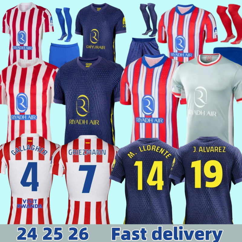 24 25 26 Atletico Madrids jersey 2025 2026 J.ALVAREZ SAUL football shirt men kids kit sets