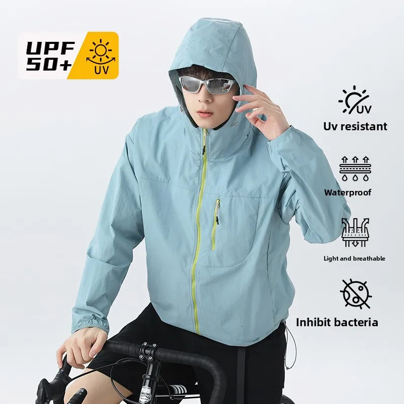 Lightweight Hooded Jacket Cool UPF50 Bicycle Fishing Sun Protection Coat Unisex Summer Ice Silk Quickdrying Skin Windbreaker 250614