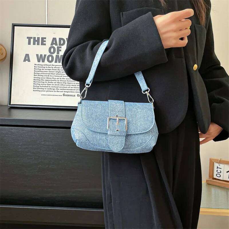 Designer Jean Women Denim Underarm Shopper Purse 2025 New Brand Women's Handbag Leather Shoulder Crossbody Bag
