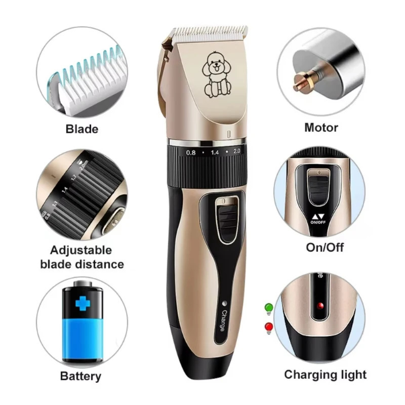 Cat Dog Hair Clipper Electrical Professional Hair Clipper for Pets Silent Hair Cutter USB Rechargeable Pet Grooming Clipper Set 250614