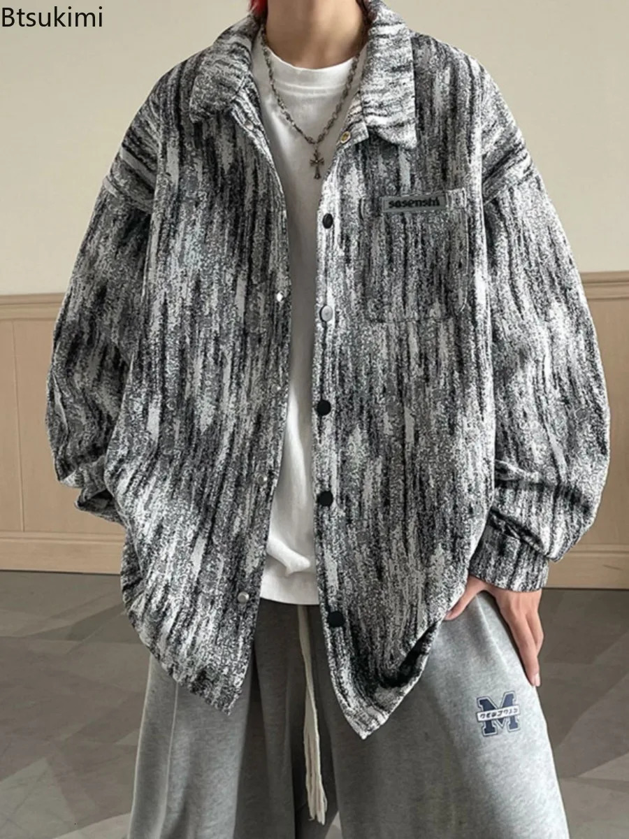 Spring Autumn Mens Denim Jackets Trend Tie Dye Cowboy Coats Loose Casual High Street Clothing Cool Jean Tops Youth Teen 250614