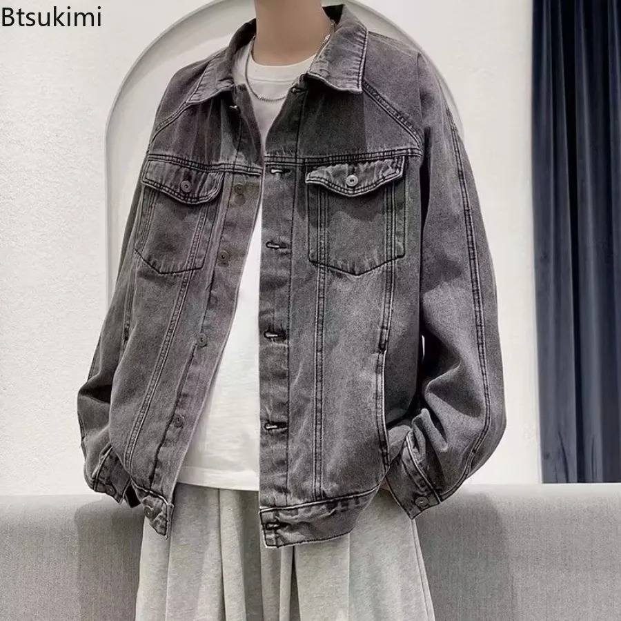 Denim Jackets Mens Fashion Casual Multi Pockets Cargo Jacket Handsome Motorcycle Jean Coats Men Clothing Oversized 5XL 250614