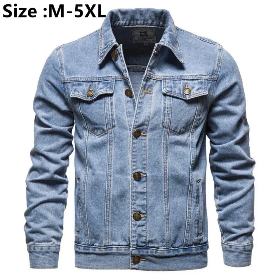 Cotton Denim Jacket Men Casual Solid Color Lapel Single Breasted Jeans Autumn Slim Fit Quality Mens Jackets 250614