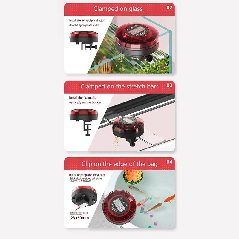 Automatic Fish Feeder For Aquarium Automatic Food Dispenser With Timer Rechargeable Timer Feeder With LCD Display 250613