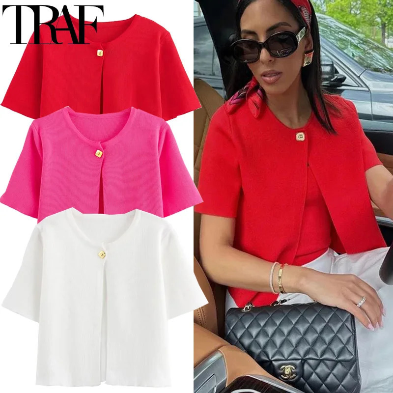 Womens Cardigan Short Sweaters Knitted For Women Autumn Thin White Red Sleeve Ladies Cardigans 250612