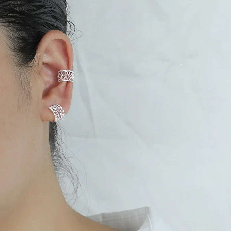 Trustdavis Genuine 925 Sterling Silver Sweet Hollow Out Ear Cuff Clip on Earring For Women Piercing Earing Jewelry Gift DA1034 250610