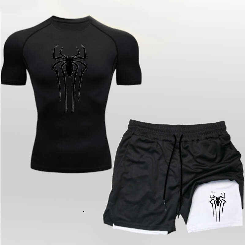 Hot Sale Summer Sports Suit Men Quick Dry Breathable Running Sportswear Casual Short Sleeve Set T-shirt Shorts