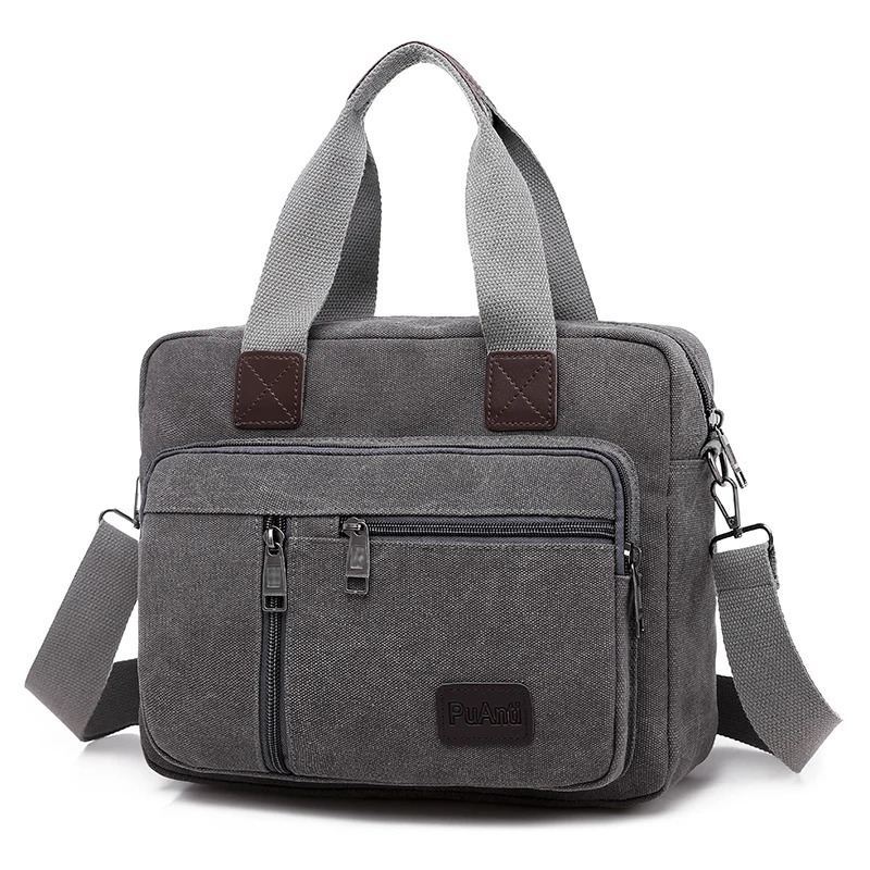 Mens crossbody bag 15.6-inch laptop handbag vintage canvas briefcase shoulder bag 250614