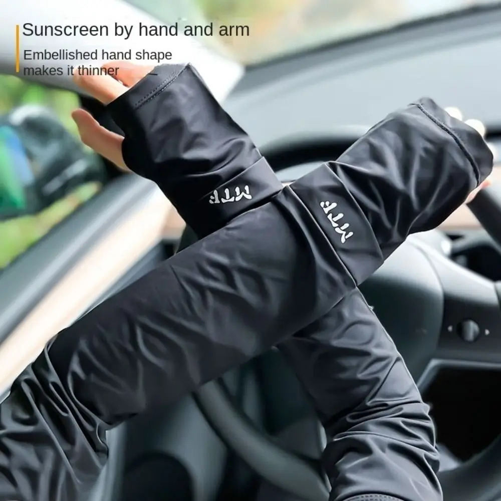 Large Size Ice Sleeves for Mens Sun Protection Japanese Summer Outdoor UV Protection Arm Sleeves Driving Outdoor Gloves 250610