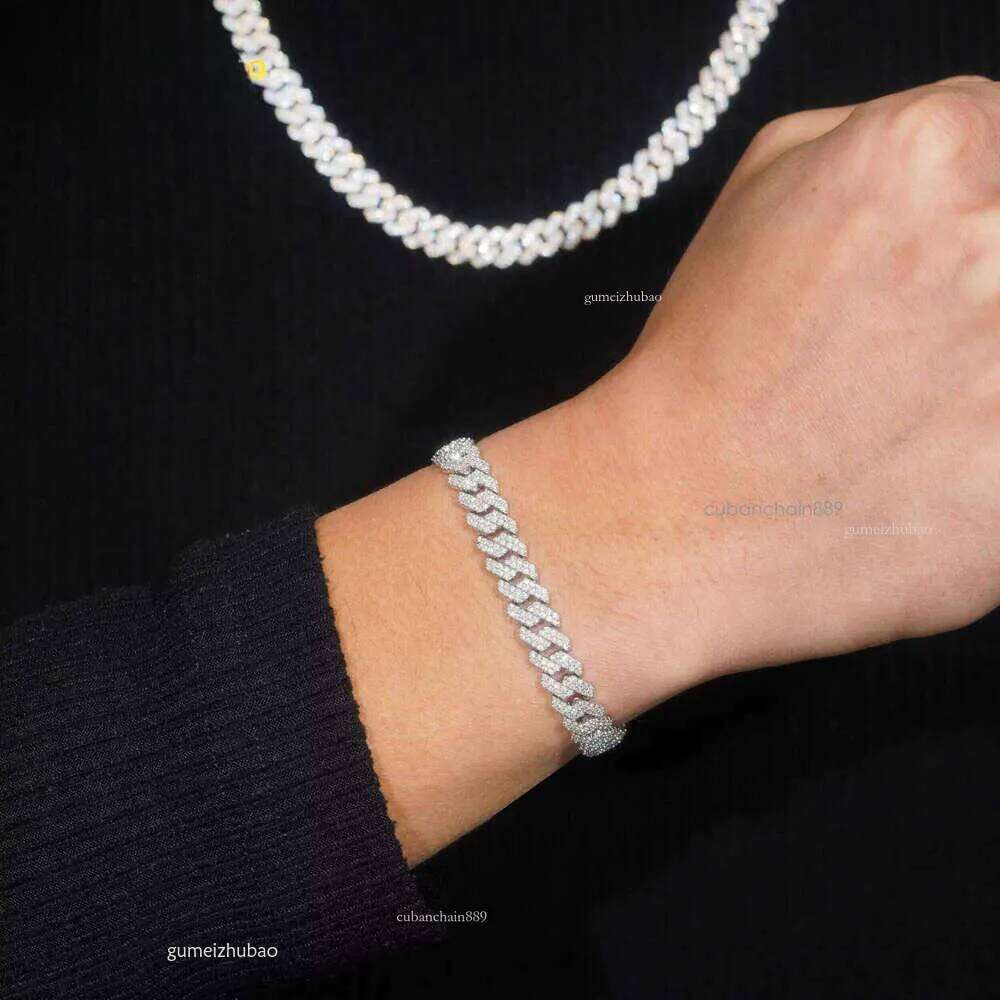 Stocks 8MM Sterling Sier Gold Plated New Arrivals Hip Hop VVS D Color Moissanite Cuban Link Chain