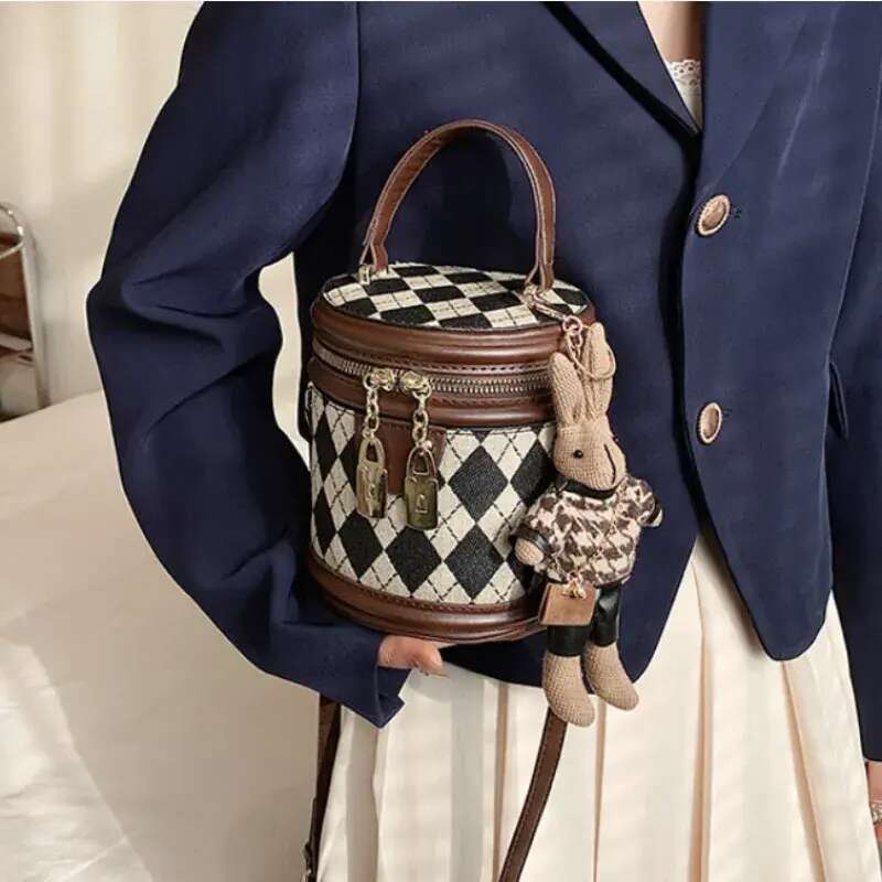 Designer Shoulder Free Bag Shipping New Fashionable Bucket Dia Grid Handbag Crossbody For Women Free shipping