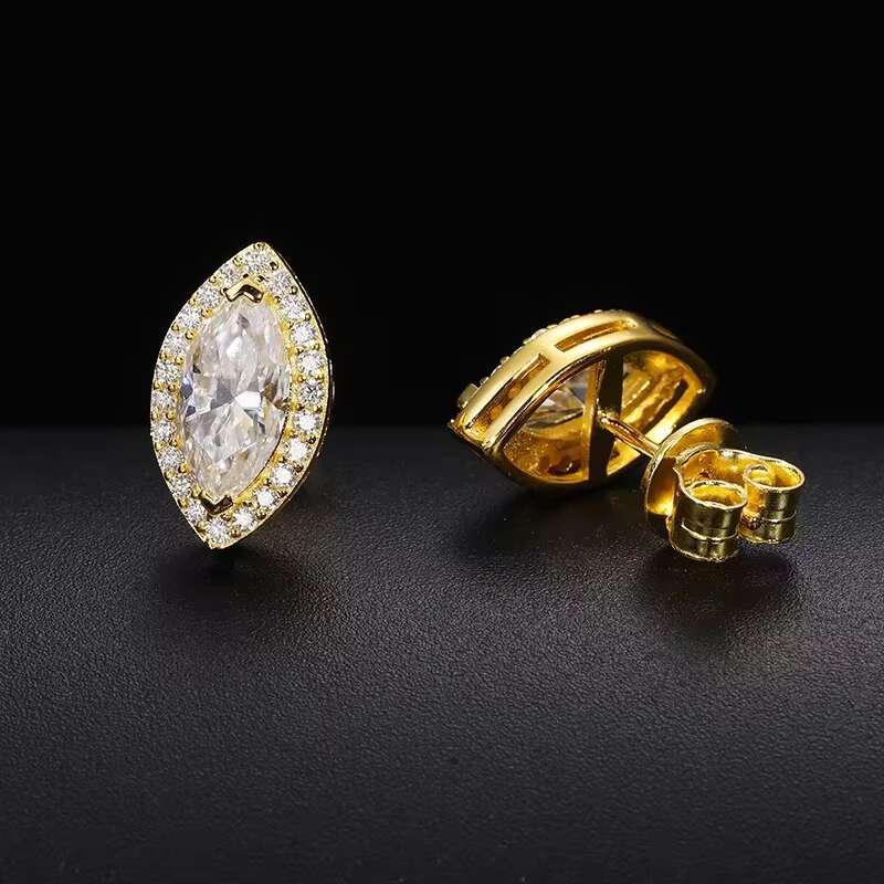 New Design Moissanite Evil Eye Stud Earrings for Women Men Iced Out 925 Sterling Silver Eye Ear Stud Party Hip Hop Jewelry