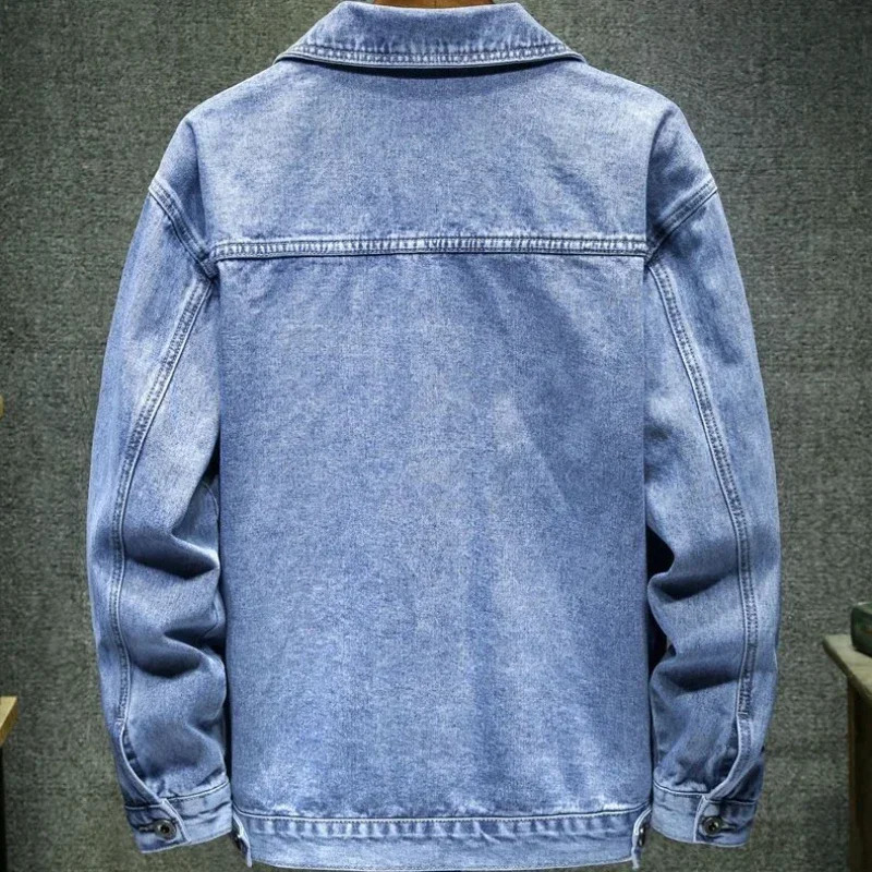 Denim Jackets for Men Autumn Cargo Jeans Coat Black Low Price Clothing of Fabric on Board Elastic ner Korean Style 250614