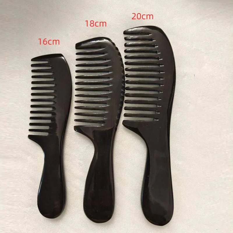 Natural Black Buffalo Ox Horn Comb Handmade Anti-Static Tooth Portable Massage Hair Combs 250612