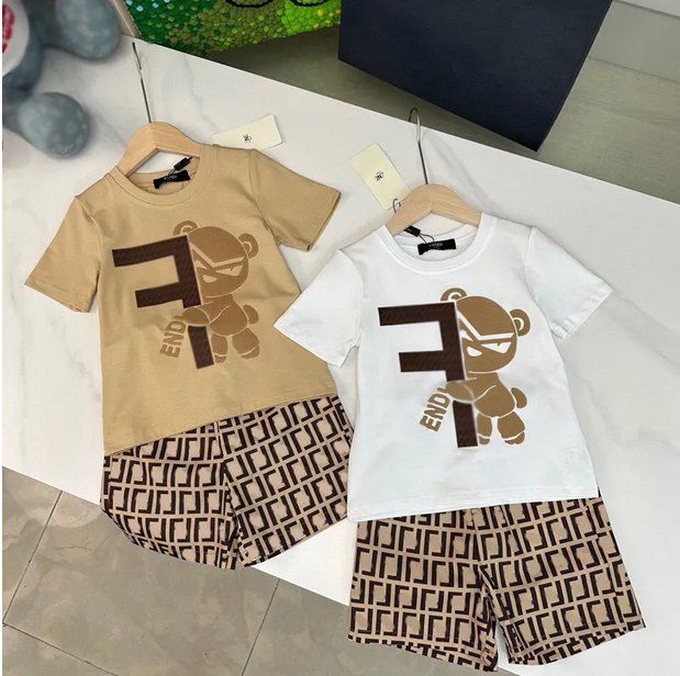 kid designer boy clothe Brand Baby Kids Clothing Sets Classic Brand Clothes Suits Childrens Summer Short Sleeve Letter Lettered Shorts Fashion Shirt baby clothe