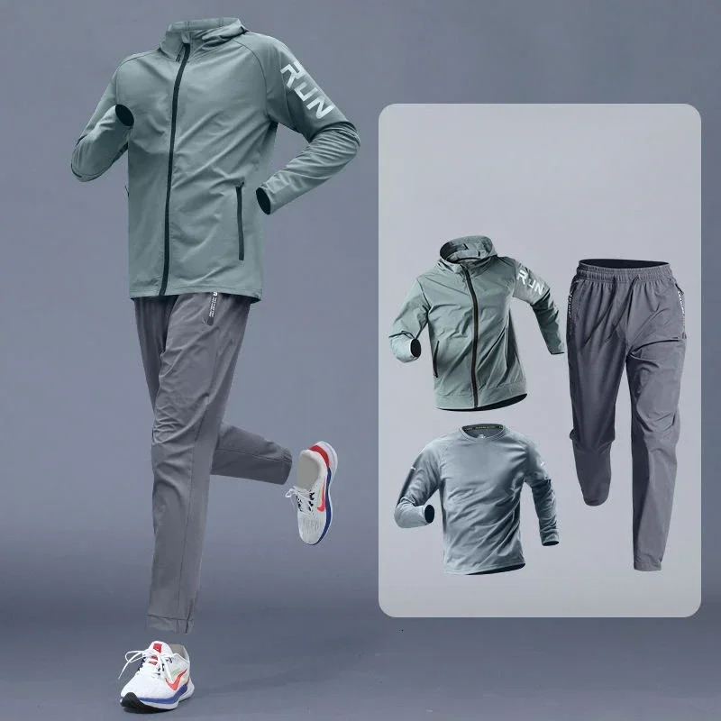 Mens Sportswear Set QuickDry Running Jacket Training Pants Perfect for Fitness Cycling Outdoor Casual Runs Athletic 250612