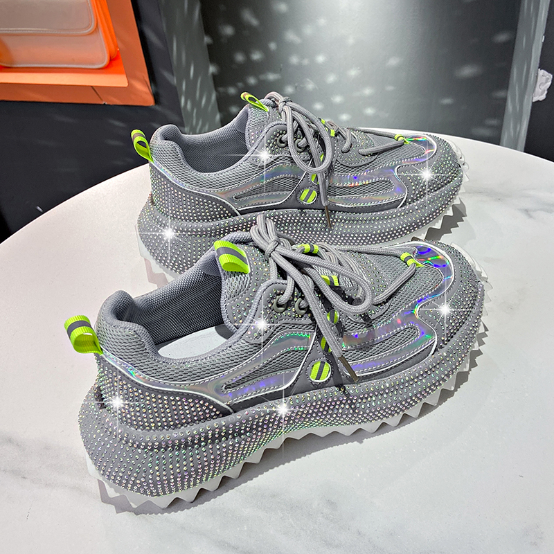 Luxury Water Diamond Outdoor Running Shoes Spring Thick soled Anti slip Sports Shoes Fashion Casual Women's Shoes Designer Casual Platform Sports