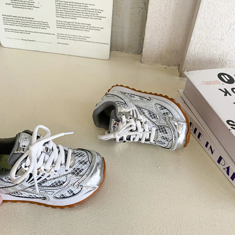 2025 Summer Toddler Kid Running Orbit Metallic Rubber Mesh Sneaker Children Casual Fashion Shoe Boy Girl Sports Walking Shoes 250614