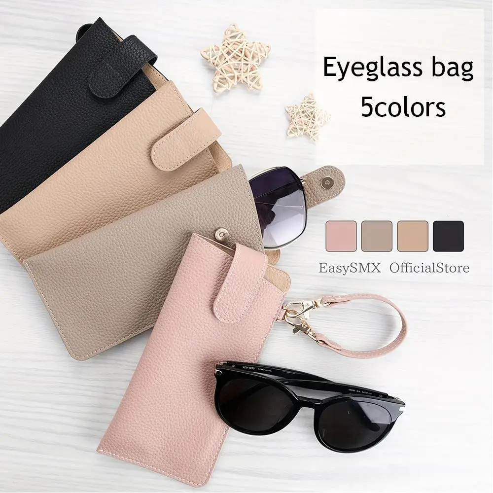 Portable Glasses Bag Soft Leather Sunglasses Pouch Slim Fashion Glasses Case Holder Glasses Organizer Travel Sunglasses Pouch 250610