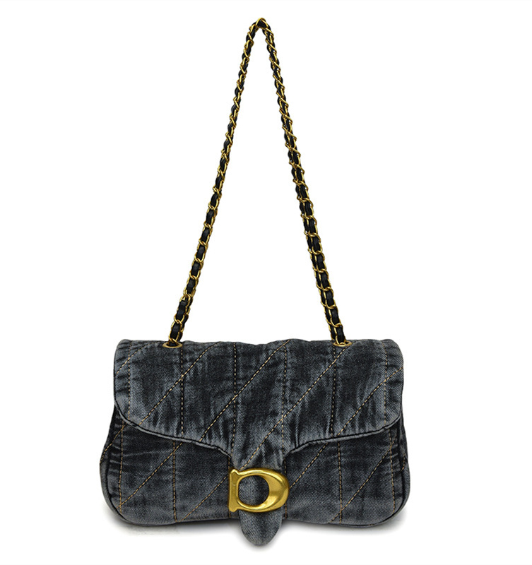 Free shipping designer premium denim armpit bag for women 2025 new style women's bag temperament versatile chain bag fashion shoulder crossbody b