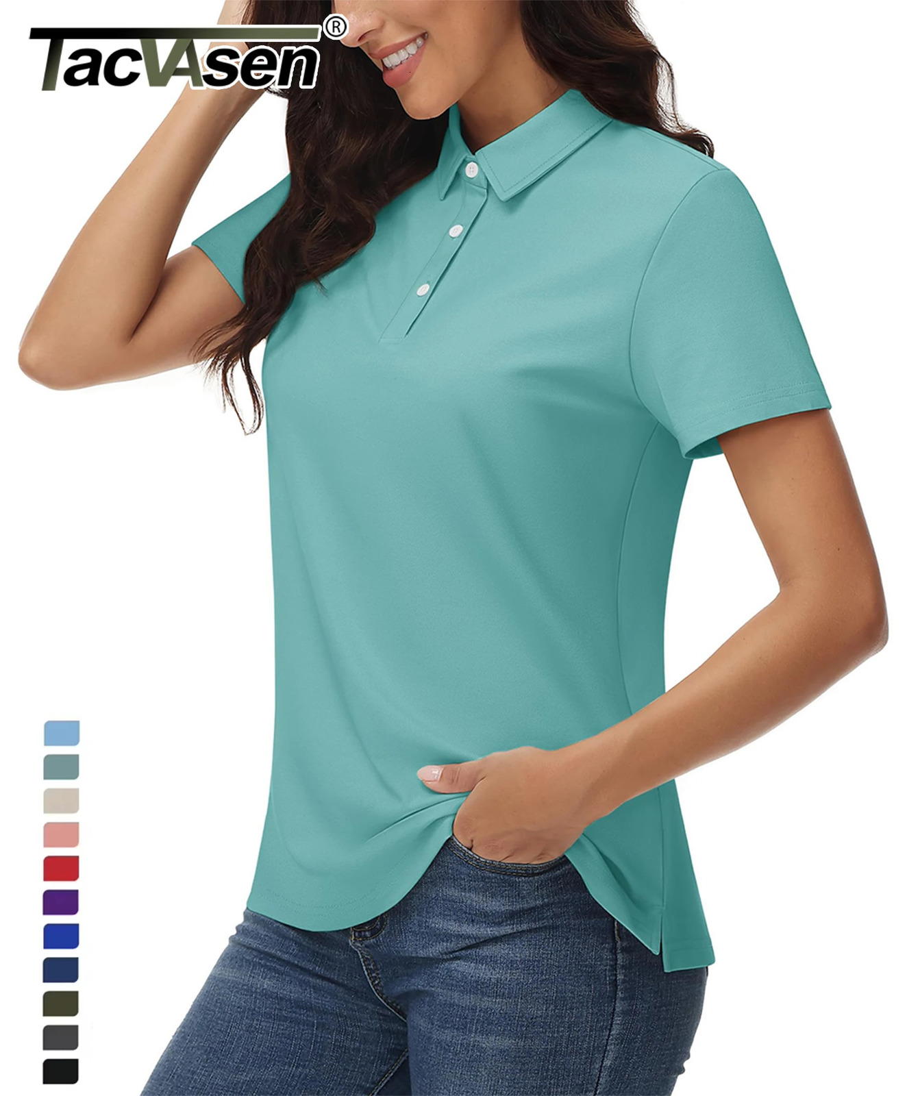 TACVASEN Summer Golf Polo Shirts Womens Cool Ice Silk Short Sleeve Shirt Breathable Quick Dry Casual Shirts Pullover Tee Tops 250609