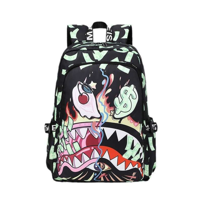 New Colorful Shark Student Lightweight Waterproof Printed Large Capacity Personalized Cartoon Simple Backpack