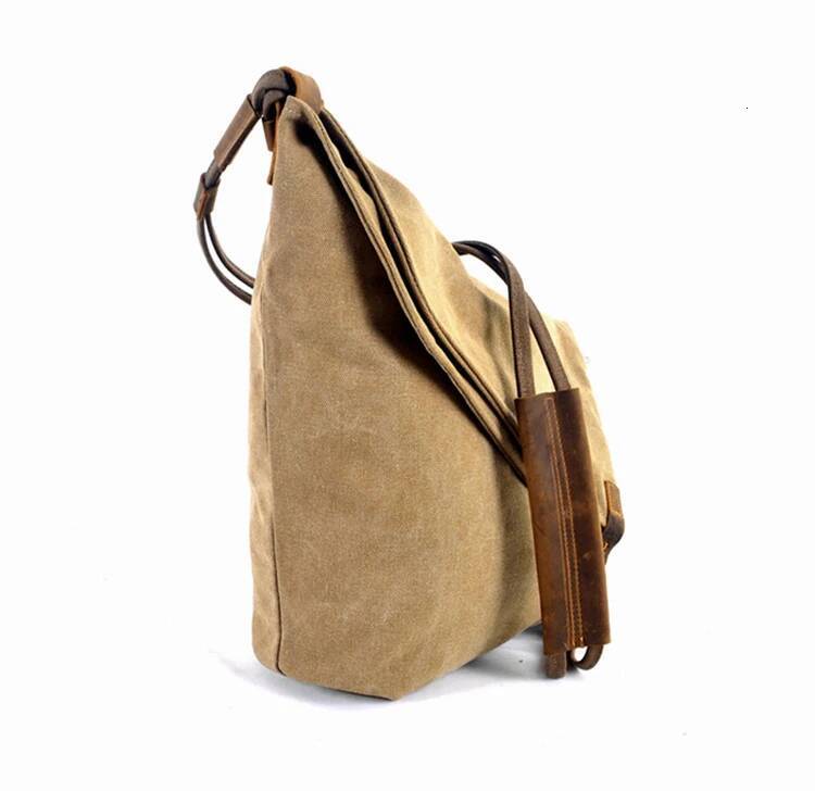Korean Retro New Vintage military canvas +leather Shoulder Men's Messenger Sling Bag male Cross-body Drop shipping