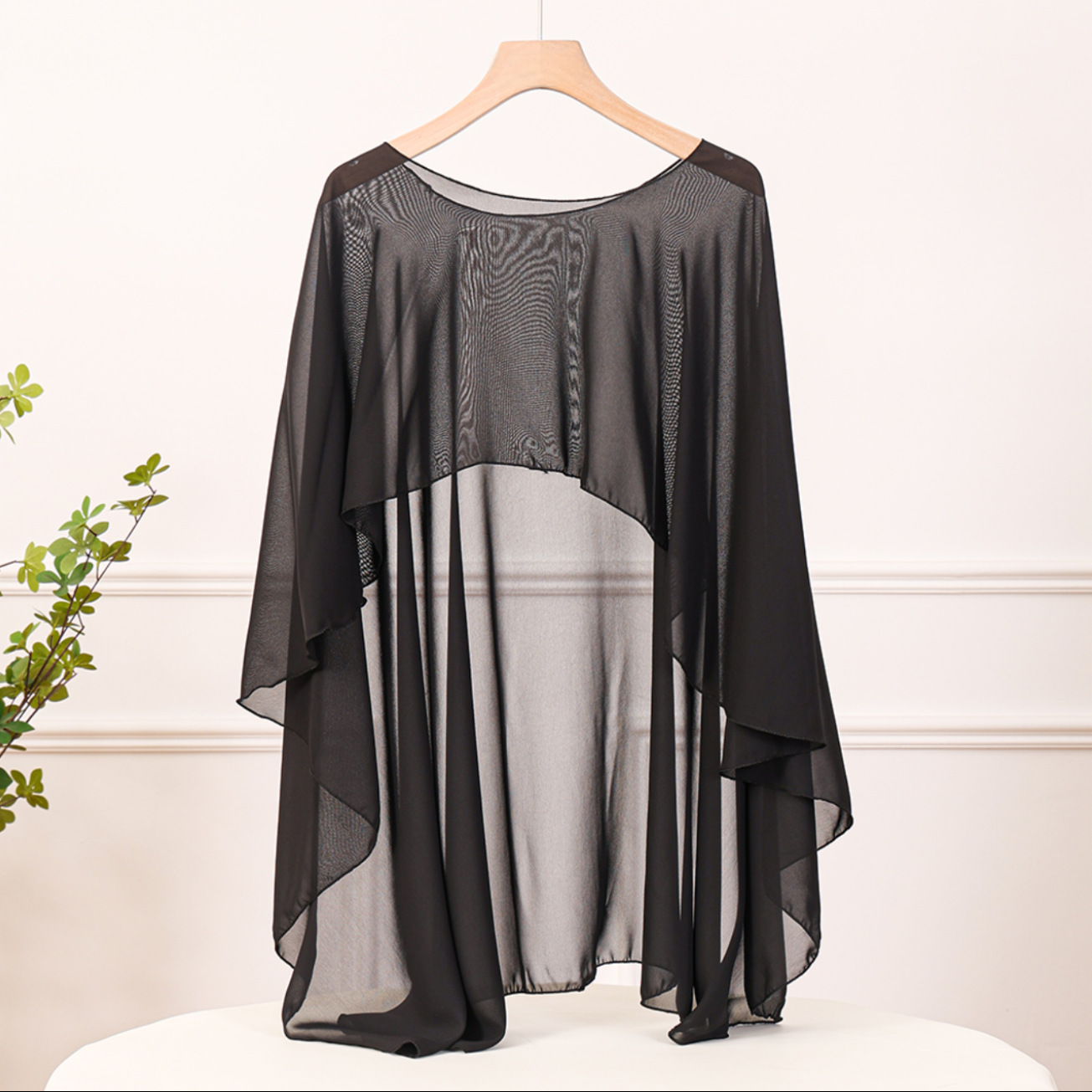 K1033 Korean new style fashion all-match solid color outerwear summer air conditioning shawl chiffon pullover factory wholesale processing customizati